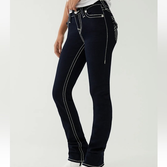 ☃️BOGO50%☃️🆕💙TRUE RELIGION: BILLIE Mid Rise Straight SIZE 32 RETAIL $169 - Picture 3 of 7